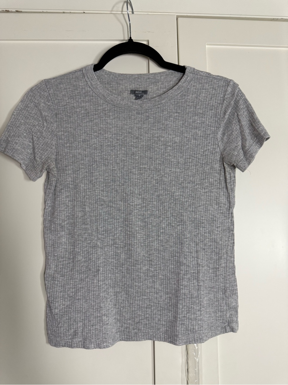aerie Ribbed Short Sleeve Tee - Light Gray